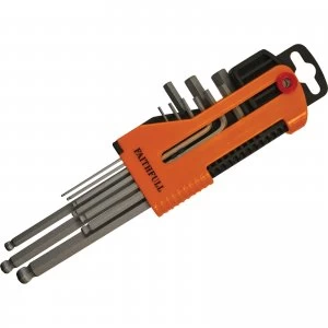 Image of Faithfull 9 Piece Long Ball End Hexagon Allen Key Set Metric