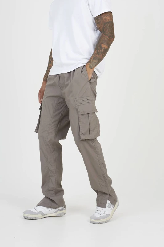 Image of Brave Soul Mens Cotton Poplin Cargo Trousers in Taupe Size: 30 Taupe Male 30