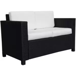 image of Outsunny - Rattan Wicker 2-seat Sofa Loveseat Padded Garden Furniture Black