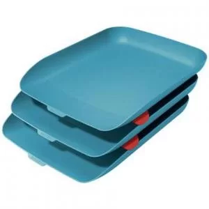 Image of Cosy Letter Tray, Set of 3 A4, Calm Blue