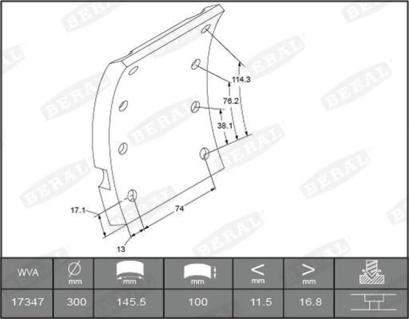Image of Brake Lining Kit, drum brake BERAL KBL17347.0-1561