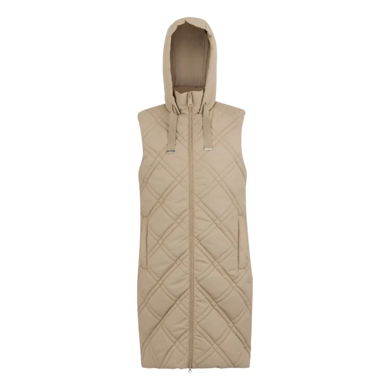 Image of Womens long hooded sleeveless puffer jacket Regatta Rurietta Beige Female 38