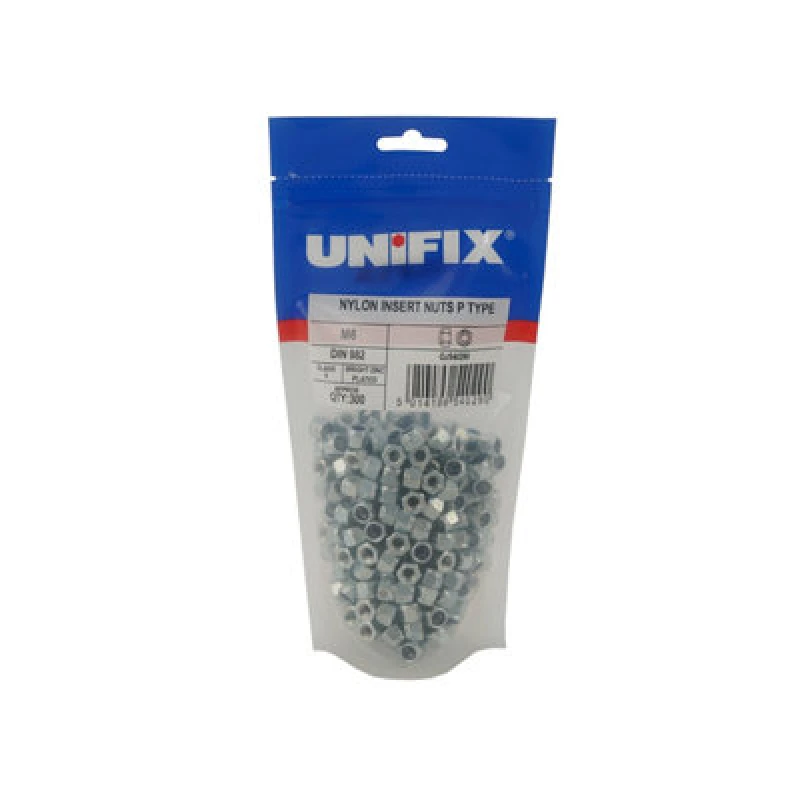Image of Unifix Class 8 Nylon Insert Nuts P Type Din 982 Bzp - M6 - Pounipms06 000