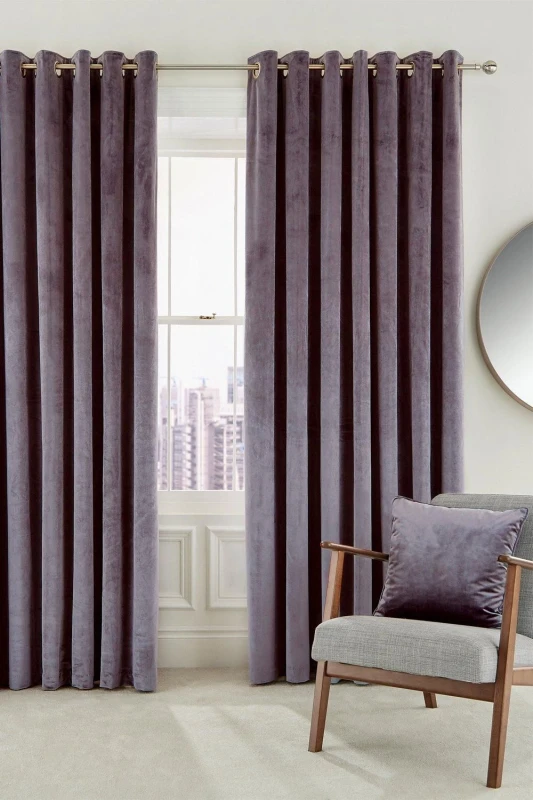 Image of Helena Springfield Helena Springfield 'Escala' Woven Lined Curtains in Lavender Size: 167cm width x 183cm drop Lavender 167cm width x 183cm drop Uni