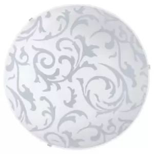 Image of Wall Flush Ceiling Light White Shade White With Satin Glass Bulb E27 1x60W