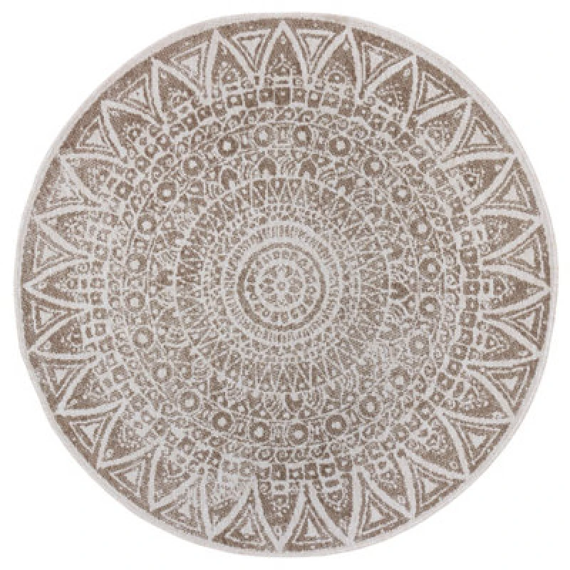 Image of The Rugs Lilja Vintage Round Rug Indoor Outdoor Reversible Durable Easy Care In Natural