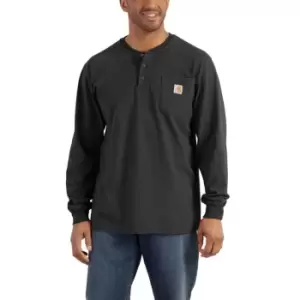 Image of Carhartt Mens Workwear Pocket Henley Long Sleeve T Shirt M - Chest 38-40' (97-102cm)