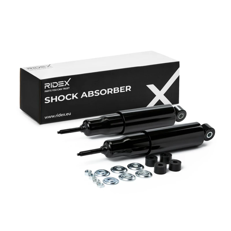 Image of RIDEX 854S19359 Shock absorber Rear Axle, Oil Pressure, Twin-Tube, Telescopic Shock Absorber, Bottom Pin Shock Absorber (854)