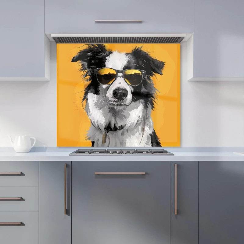 Image of Warren Reed - Designer Cool Collie with Attitude Kitchen Splashback Size: 600mm x 750mm Multicolor Unisex 600mm x 750mm