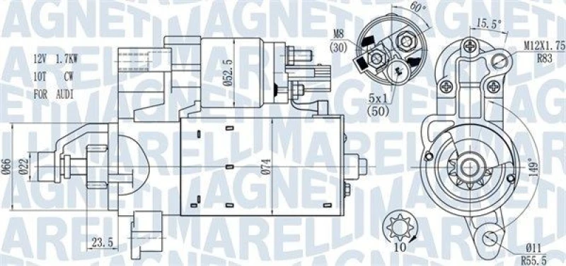 Image of MAGNETI MARELLI Starter motor MAGNETI MARELLI 063721563510