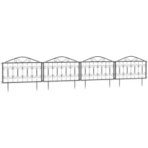 Image of Outsunny Decorative Garden Fencing, 4PCs Outdoor Picket Fence Panels, Rustproof Metal Wire Landscape Flower Bed Border Edging Animal Barrier, Black