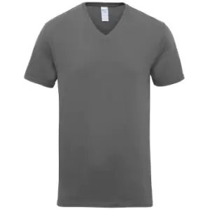 image of Gildan Mens Premium Cotton V Neck Short Sleeve T-Shirt (S) (Charcoal)