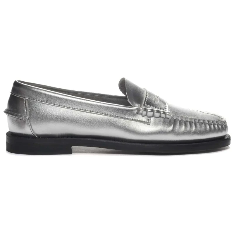Image of Sebago Womens leather loafers Sebago Dan Met Gris Female 37