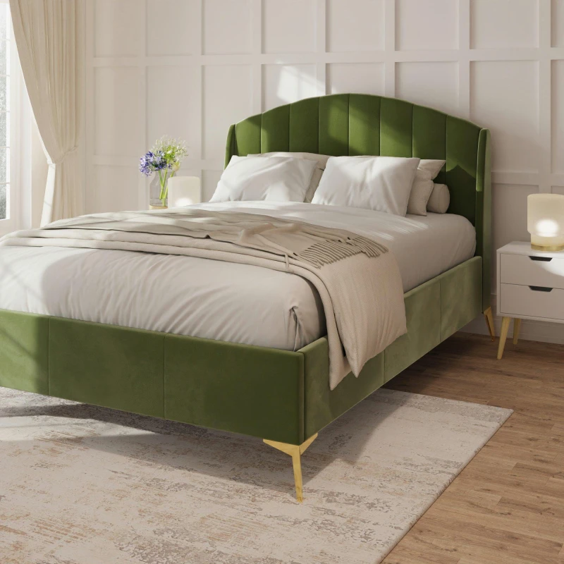 Image of GFW Pettine Double Grey Upholstered Ottoman Bed & Pocket Mattress, Grey PET46GRSP