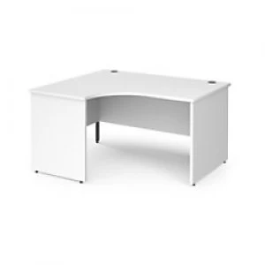 Image of Dams International Left Hand Ergonomic Desk with White MFC Top and Graphite Panel Ends and Silver Frame Corner Post Legs Contract 25 1400 x 1200 x 725