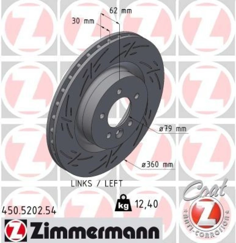 Image of ZIMMERMANN Brake disc ZIMMERMANN 450.5202.54
