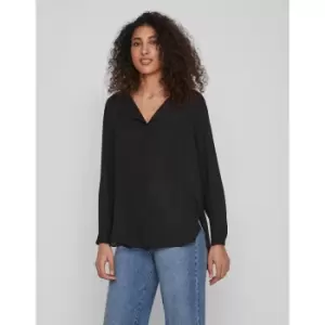 image of VILA High Low Split Neck Shirt Women Black