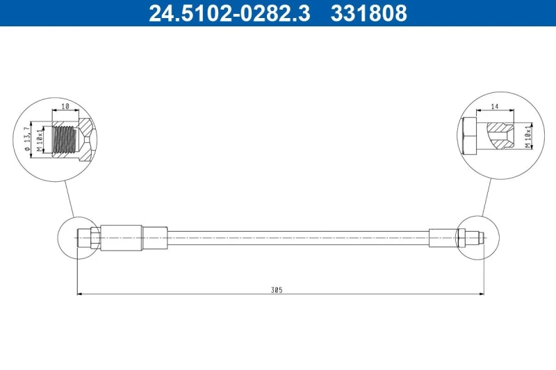 Image of ATE 24.5102-0282.3 Brake Hose Brake Hose (83)