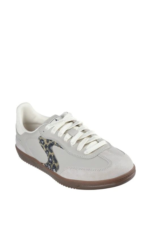 Image of Skechers Womens Hotshot Shimmering Spots Trainer in Taupe Size: 5 Taupe Female 5