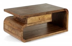 Linea Mango Lounge Coffee Table with Draw Brown