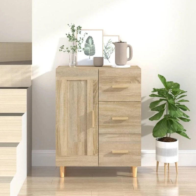 Image of Vidaxl Sideboard Sonoma Oak 69.5X34X90 Cm Engineered Wood, Brown 812225