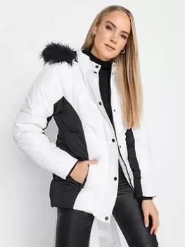 Long Tall Sally Mono Colourblock Padded Coat, Black, Size 22-24, Women