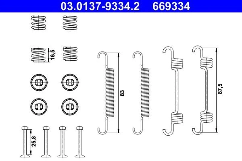 Image of Brake shoe fitting kit ATE 03.0137-9334.2
