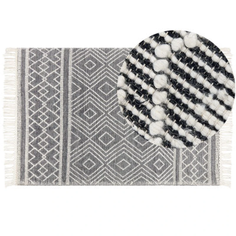 Image of Beliani Rug Savuca Black 160 X 230 Cm Wool