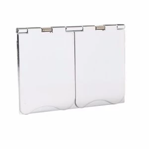 Image of KnightsBridge 13A 2 Gang UK 3 Pin Unswitched Flat Plate Floor Socket - Polished Chrome