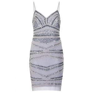 Image of Adrianna Papell AP Beaded Cocktl Drs Ld02 - Silver Grey