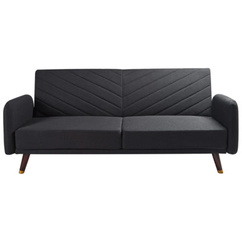 Image of Beliani Sofa Bed 3 Seater Senja Faux Linen Black