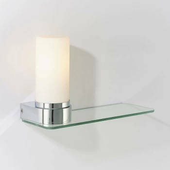 image of Endon Tal - 1 Light Bathroom Wall Light Chrome Plate & White Glass IP44, E14