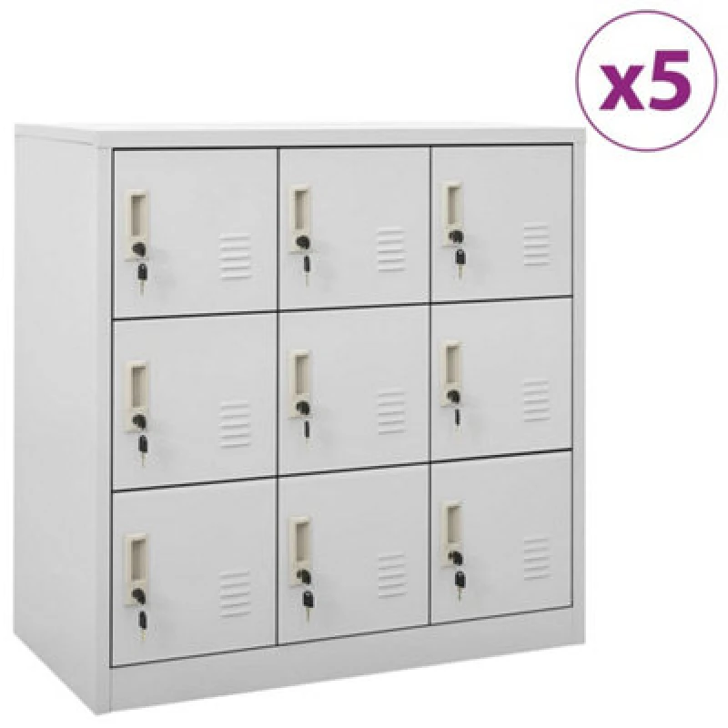 Image of VIDAXL Locker Cabinets 5 pcs Light Grey 90x45x92.5cm Steel Vidaxl 8720286847855