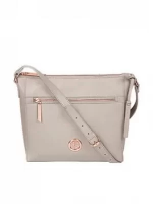 image of Pure Luxuries London Grey 'Byrne' Leather Cross Body Bag