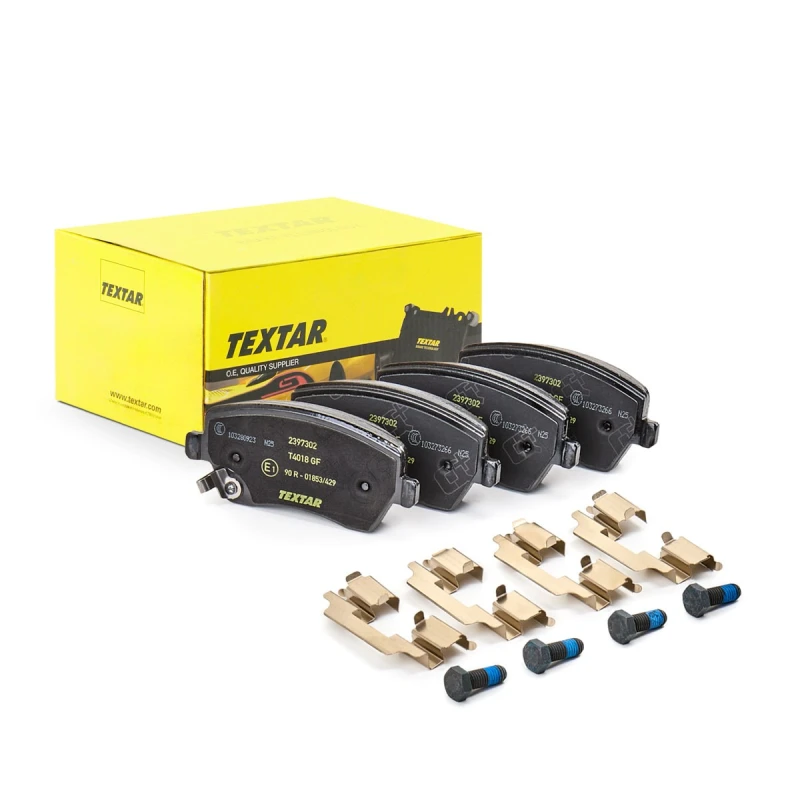 Image of TEXTAR 2397302 Brake pad set Q+ with acoustic wear warning, with accessories, with brake caliper screws Brake Pad Set,disc brake (402)