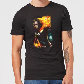 image of Captain Marvel Galactic Shine Mens T-Shirt - Black - 3XL - Black