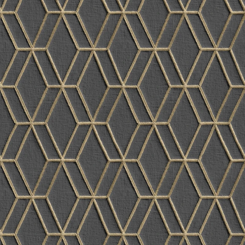 Image of Design ID DID Embroidery Stitch Diamond Black & Gold Wallpap Wallpaper One Size Black 39768303000