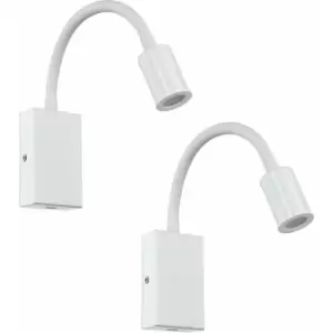 image of Loops - 2 pack Wall Light Colour White Steel & Plastic Rocker Switch LED 3.5W Included