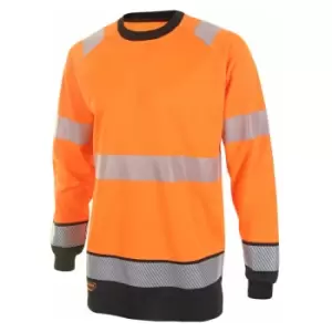 Image of Beeswift - HIVIS TWO TONE L/S T SHIRT OR/BLK SML - Orange / Black - Orange / Black