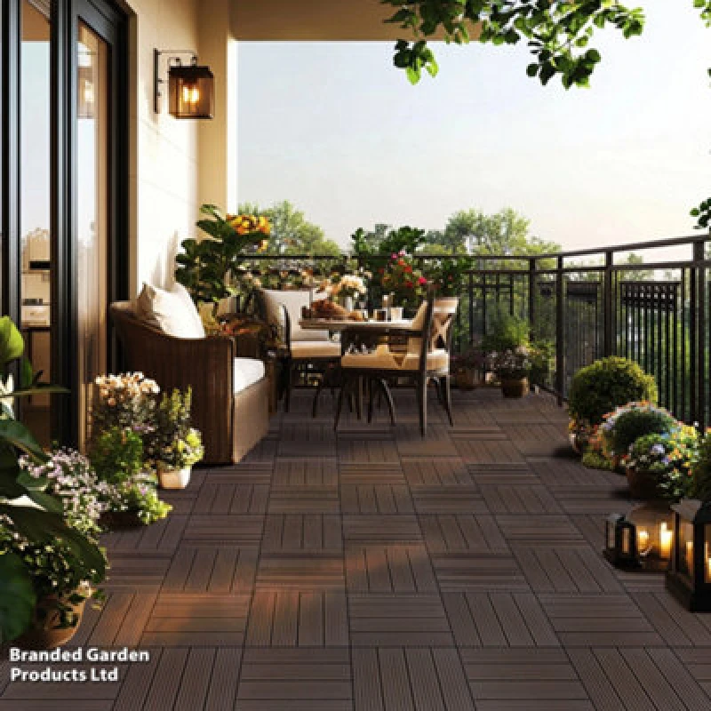 Image of Garden Gear Decking Tiles Wood-Plastic Composite (Walnut Brown) - Pack Of 20
