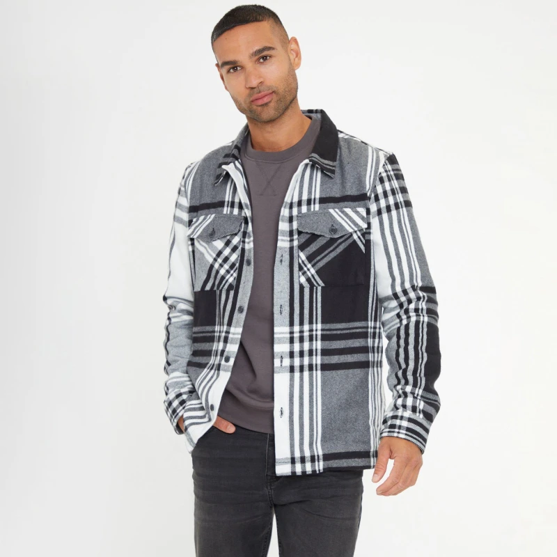 Image of Threadbare Checked Long Sleeve 'Saint' Shacket Black