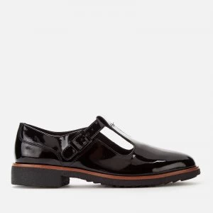 Image of Clarks Womens Griffin Town Patent T-Bar Flats - Black - UK 3