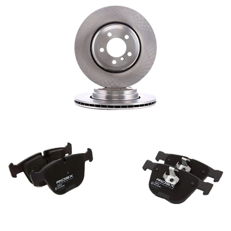 Image of RIDEX 3405B3375 Brake disc and pads set Rear Axle, Brake Disc Type: Vented, excl. wear warning contact Brake Set,disc brakes (3405)