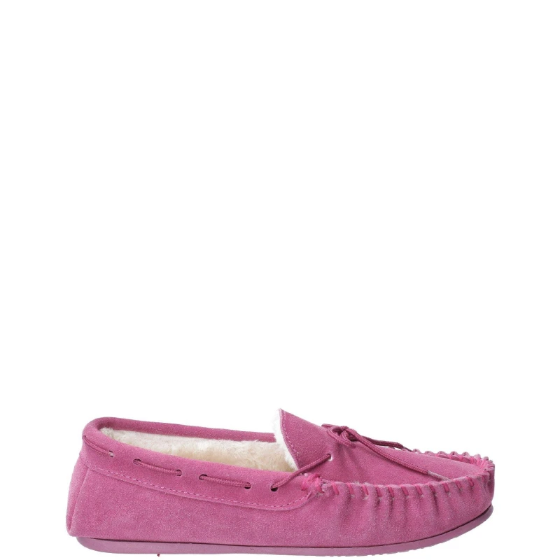 Image of Hush Puppies Womens Allie Suede Faux Fur Lined Cozy Slippers UK Size 4 (EU 37, US 6) Rose HUS286-ROSE-4