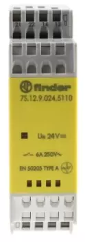 Image of Finder, 24V dc Coil Non-Latching Relay SPDT, 6A Switching Current DIN Rail, 2 Pole, 7S.12.9.024.5110