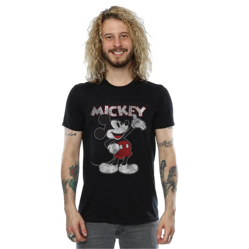 Image of Disney Men Mickey Mouse Presents T-Shirt in Black Size: Small Black S Male 5057245610537