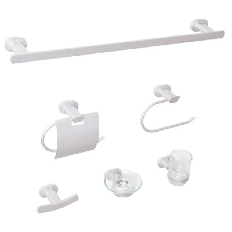 Image of Beliani 6 Piece Bathroom Hardware Set Tocopilla With Towel Bars And Hooks Silver