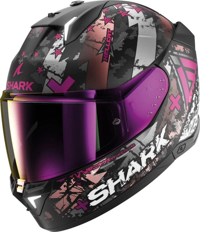 Image of Shark SKWAL i3 Hellcat Mat Black Chrom Purple KUV Full Face Helmet Size XS