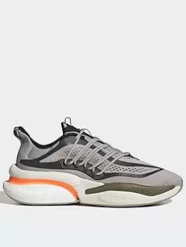 Image of adidas Sportswear Alphaboost V1 Boost Lifestyle Running Trainers - Grey/Orange, Grey/Orange, Size 8, Men