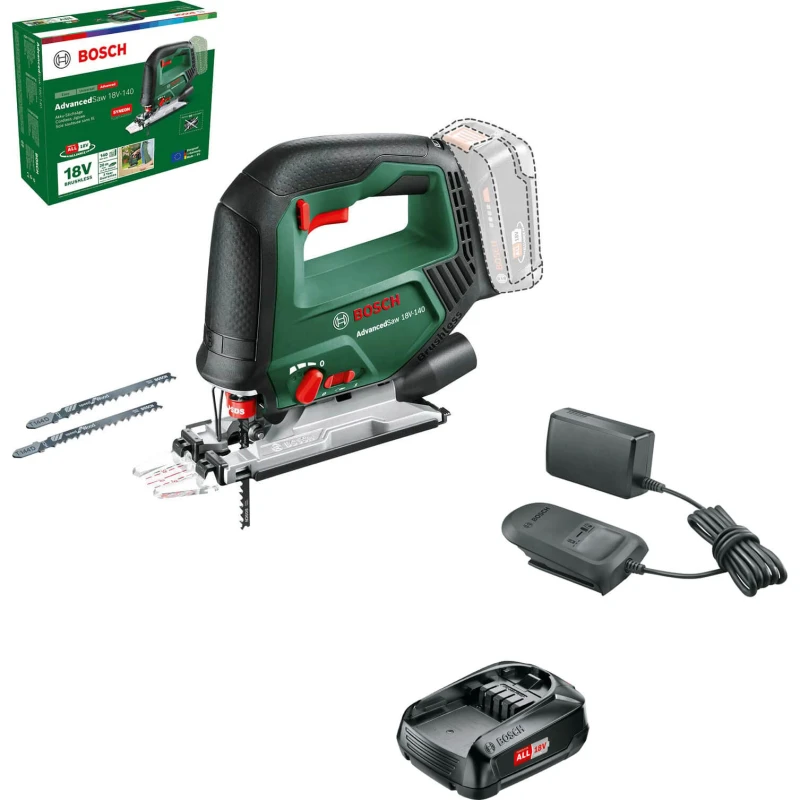 Image of Bosch ADVANCEDSAW 18V-140 P4A 18v Cordless Jigsaw ADVANCEDSAW 18V-140 P4A Batteries: 1 x 1.5ah Li-ion